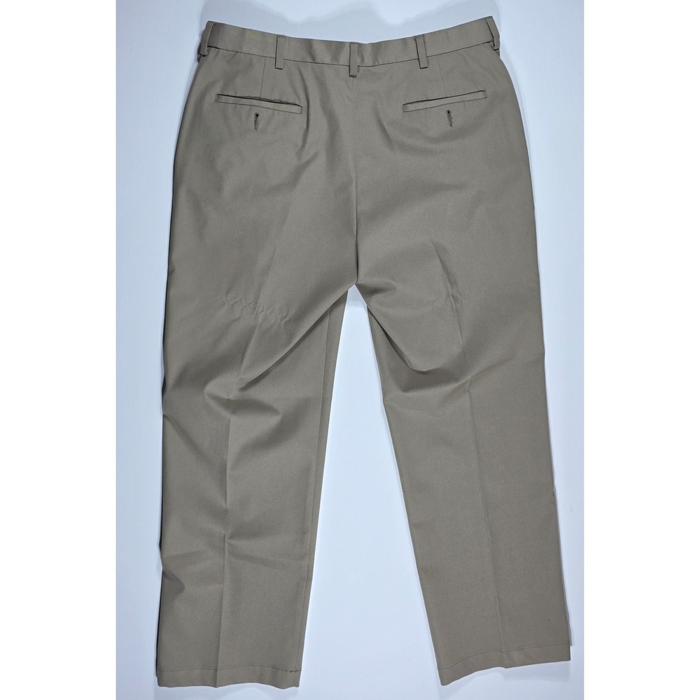 Haggar Cool Right Performance Flex Pleated Pants Men's 36x30 Khaki Classic Fit